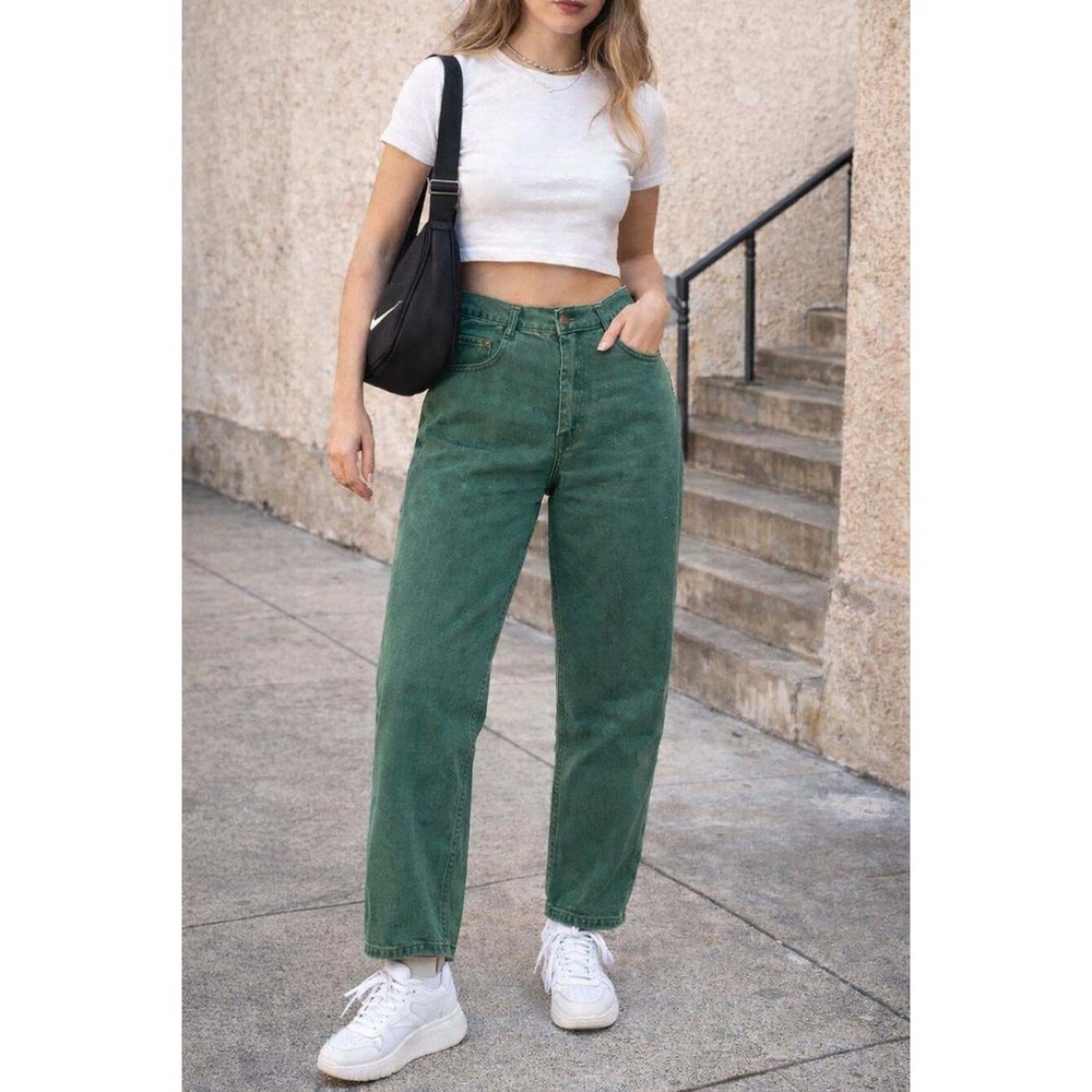 APL late 80s Vintage Green Denim Jeans High Rise Y2K Green Rare